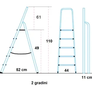 Scala-sgabello domestico - CANNAROZZI 81.00.xx nat 2 GRADINI 29112 Finale Uitverkoop